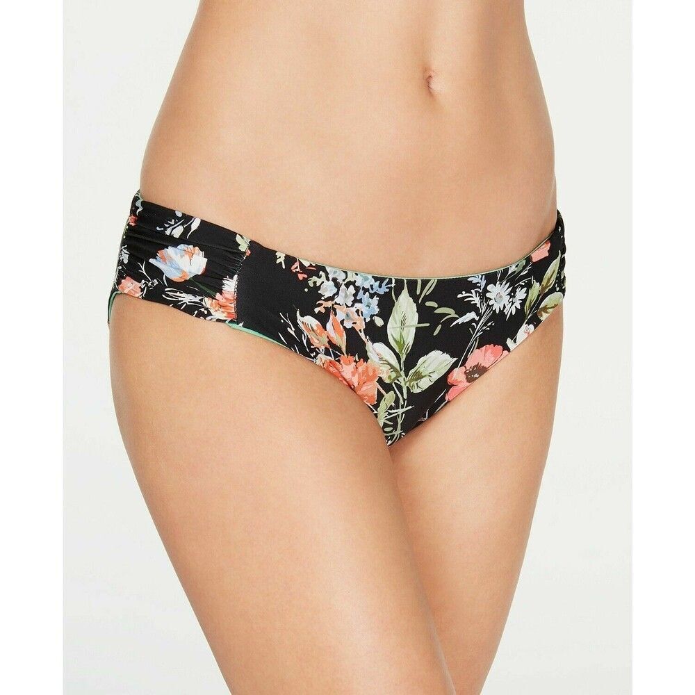 BECCA Women's French Valley Hipster Bikini Bottom  sz S Black  Floral